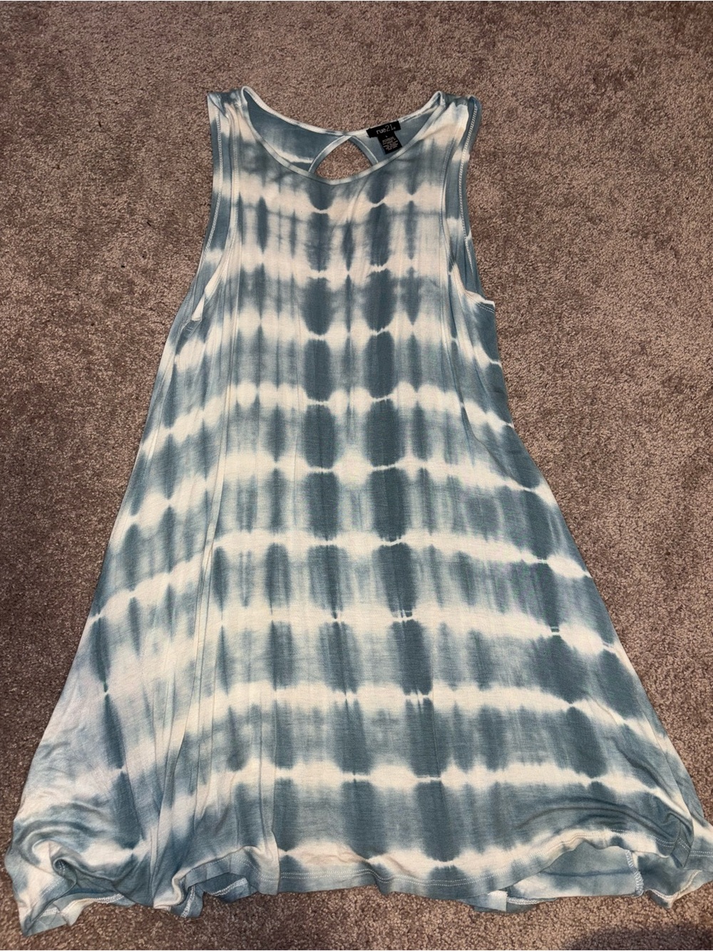 Blue and White Tie-Dye Sleeveless Dress